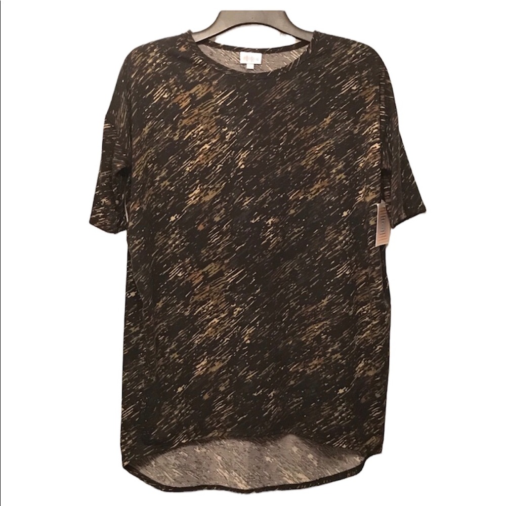 Lularoe Black/Green High Low “Irma" Tunic Print Top Size XS